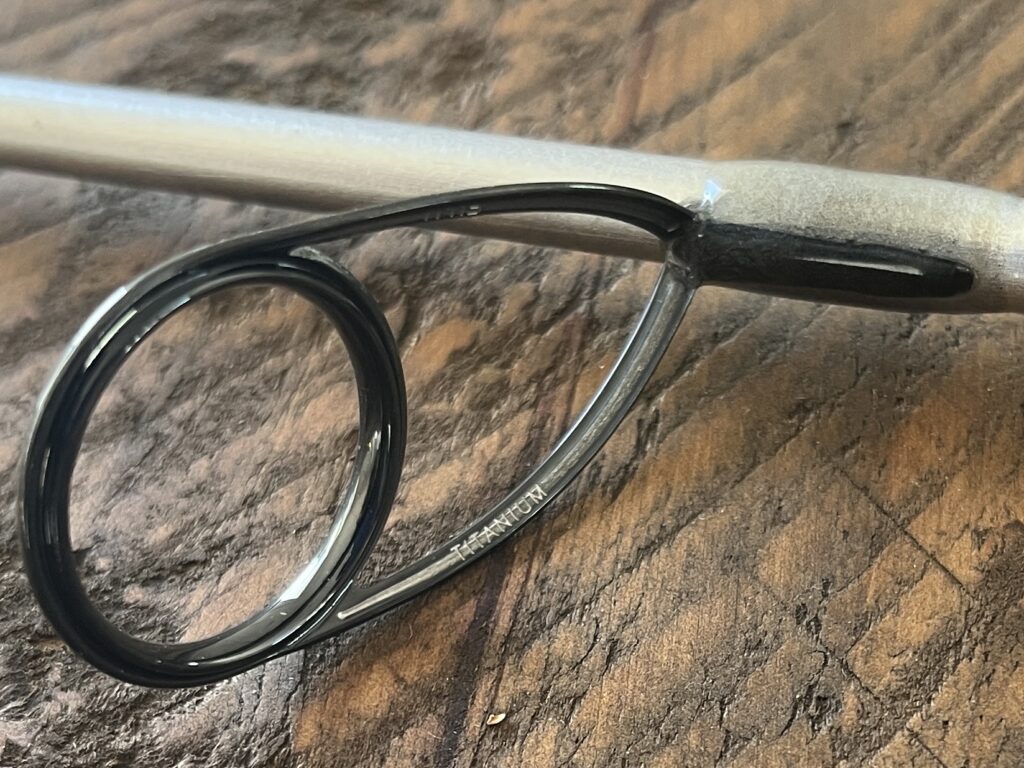 Soft bait rod with Fuji Titanium Torzite guide on CTS Crankbait blank by K-Labs