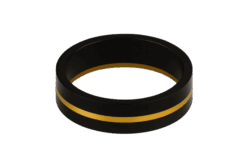 Black anodized winding check with gold trim line – K-Labs Custom Rod Building