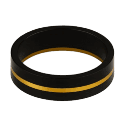 Black anodized winding check with gold trim line – K-Labs Custom Rod Building