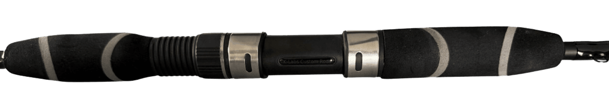 K-Labs custom softbait rod handle layout with split EVA grips and reel seat
