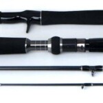 Crafted design mix of metal and EVA Composite casting rod with machined metal fittings, EVA grips and guide layout