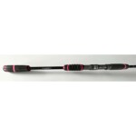 Heavy cut custom lower grip. Premium custom fishing rod with EVA grips and red accent trim