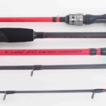 24T Carbon casting rod Custom casting rod with red carbon blank, trigger reel seat and guide layout