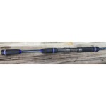 Premium custom fishing rod with blue winding checks and matching trim accents