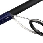 K-Labs spinning softbait rod guide with blue wrap and Fuji guide detail